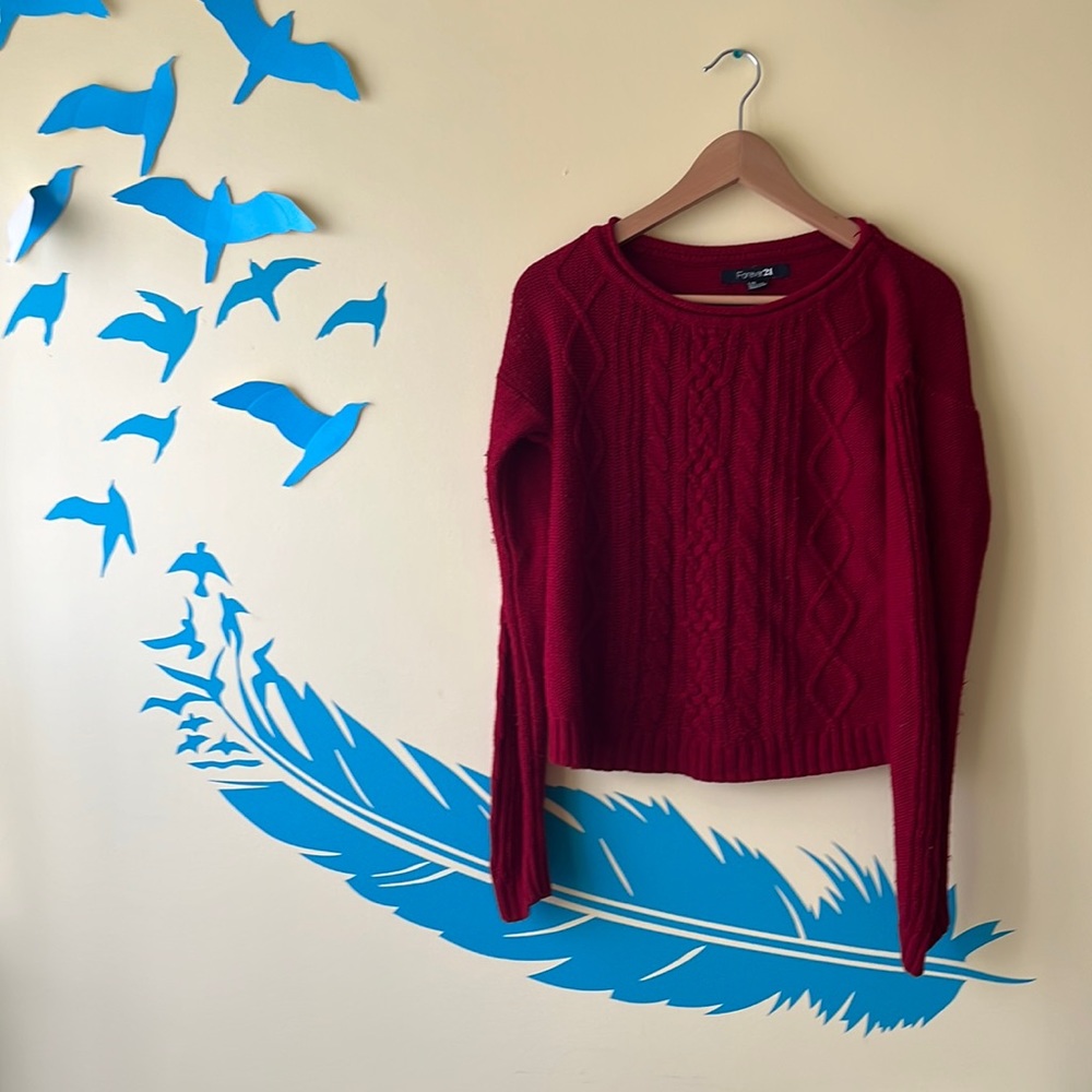 Red Cable Knit Sweater